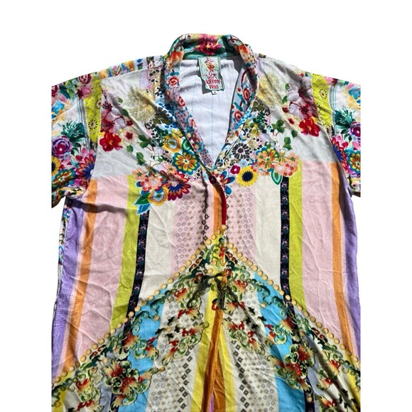 JOHNNY WAS Angie Silk Blend Velvet Tunic Dress Sz M Boho - Picture 3 of 16